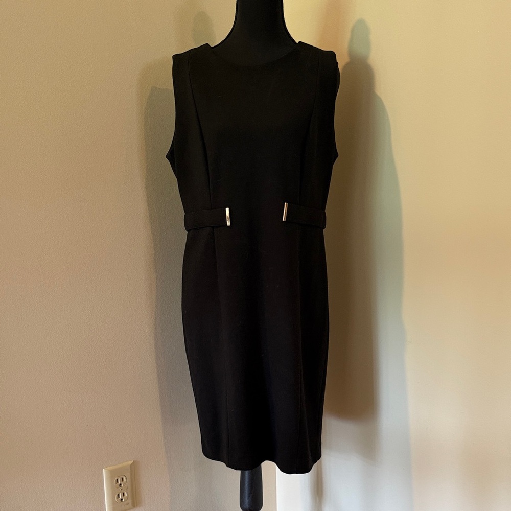 Premise Black Sleeveless Sheath Dress with Waist Tabs